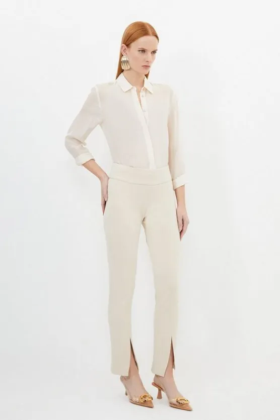 Karen Millen Petite Tailored Split Hem Leggings beige Best