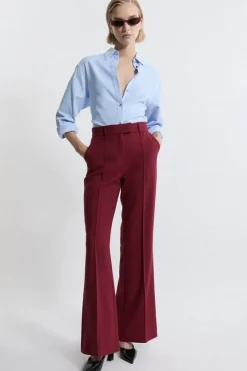 Karen Millen Petite Tailored Stretch Pu Tipped Straight Leg Pants merlot Online