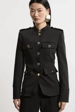 Karen Millen Petite Tailored Utility Detailed Single Breasted Jacket black Discount
