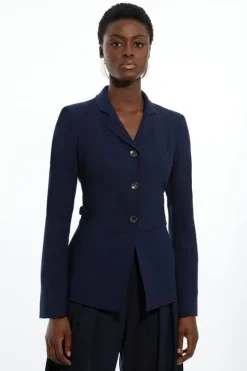 Karen Millen Petite The Founder Compact Stretch Tailored Tab Jacket navy Sale