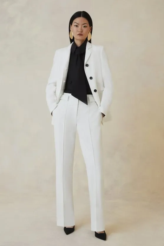 Karen Millen Petite The Founder Compact Stretch Slim Leg Pants ivory Hot
