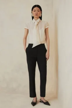 Karen Millen Petite The Founder Tailored Wool Blend Straight Pants black Discount