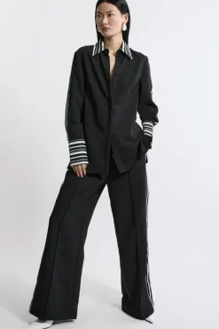 Karen Millen Petite Twill Stripe Detail Pants black Discount