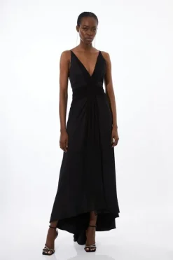 Karen Millen Petite Viscose Georgette Woven Maxi Dress black Best