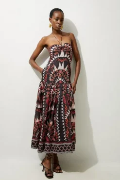 Karen Millen Petite Voile Mirrored Batik Woven Strappy Maxi Dress black Online