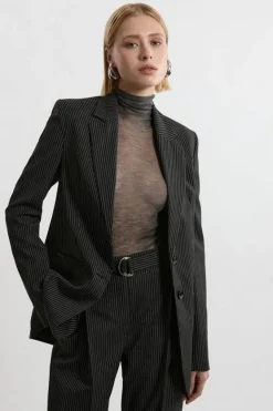 Karen Millen Pinstripe Tailored Single Breasted Jacket black Sale