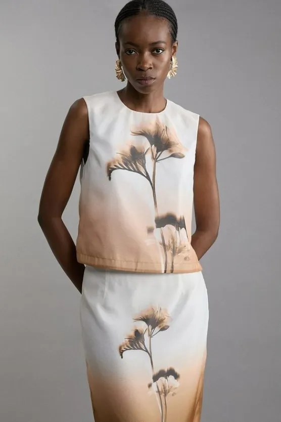 Karen Millen Placed Organdie Woven Co-Ord Set floral Sale