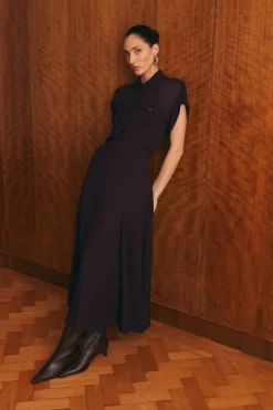Karen Millen Pleated Viscose Woven Maxi Skirt midnightpurple Online