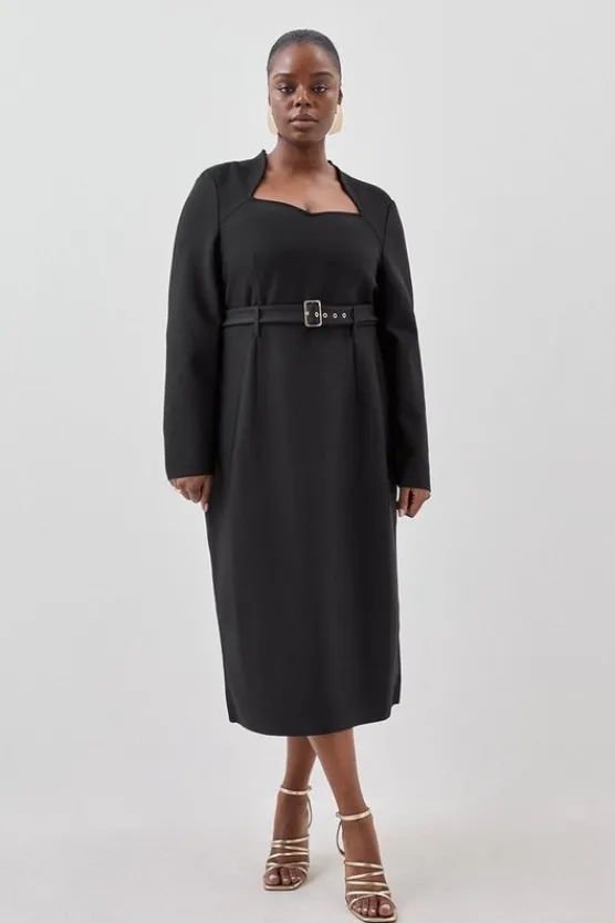 Karen Millen Plus Size Bandage Figure Form Knit Belted Midi Dress black Hot