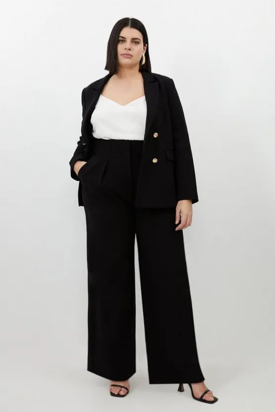 Karen Millen Plus Size Compact Stretch Tailored High Waist Pants black Outlet