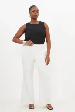 Karen Millen Plus Size Compact Viscose Slim Leg Dress Pants ivory Best