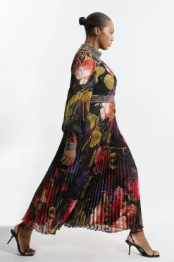 Karen Millen Plus Size Diamante Trim Woven Maxi Dress floral Best