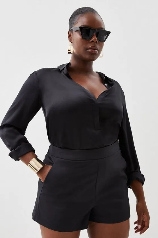Karen Millen Plus Size Essential Techno Woven Short black Outlet