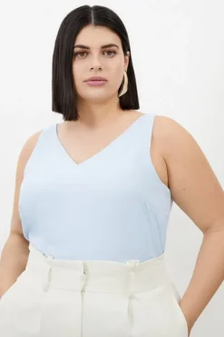 Karen Millen Plus Size Georgette Woven Camisole blue Discount
