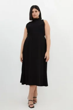 Karen Millen Plus Size Soft Tailored Pleated Panel Midaxi Dress black Best