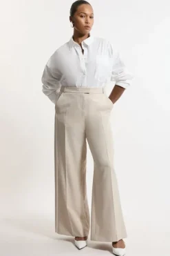Karen Millen Plus Size Straight Leg Tipped Dress Pants natural Discount