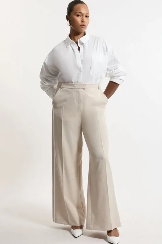 Karen Millen Plus Size Straight Leg Tipped Dress Pants natural Discount