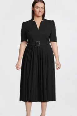 Karen Millen Plus Size Structured Crepe Forever Pleat Dress black Clearance