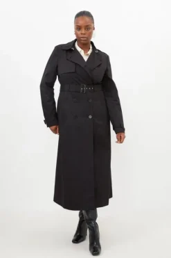 Karen Millen Plus Size Tailored Classic Belted Trench Coat black Online