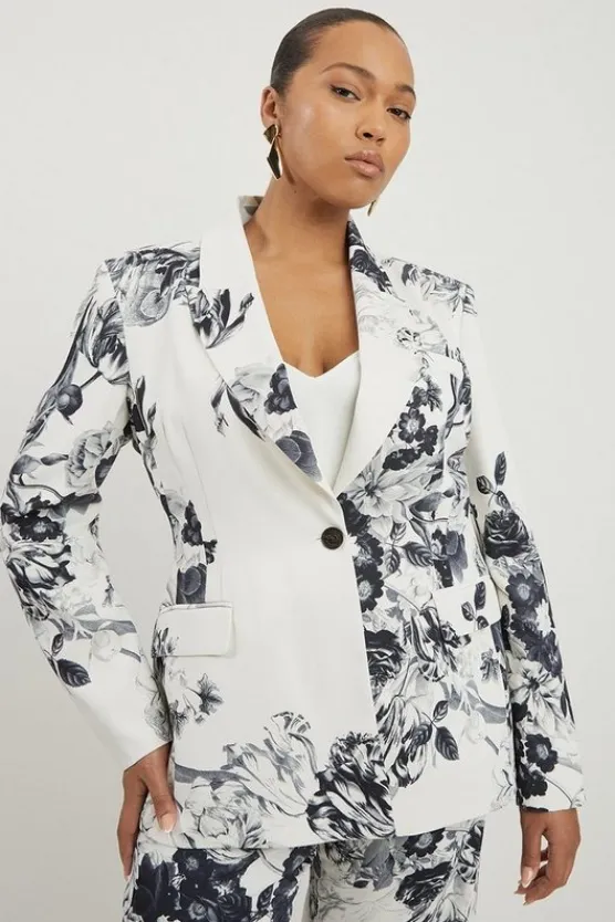 Karen Millen Plus Size Tailored Crepe Floral Suit Set mono Sale