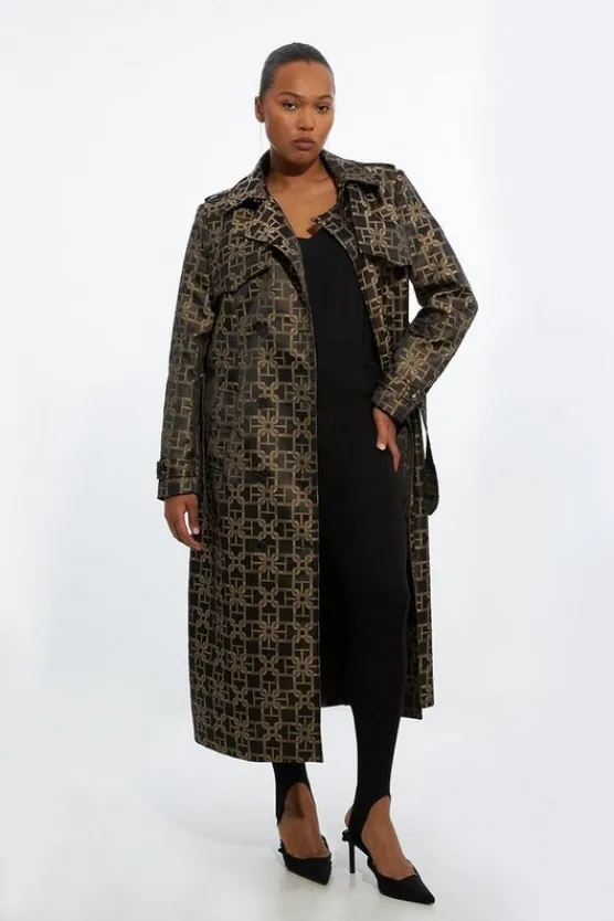 Karen Millen Plus Size Tailored Double Breasted Belted Trench Coat chocolate Best