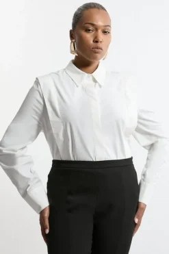 Karen Millen Plus Size Tailored Pin Tuck Waist Shirt ivory Hot