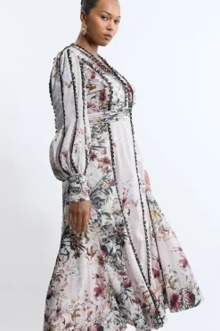 Karen Millen Plus Size Trailing Woven Plunge Maxi Dress floral Online