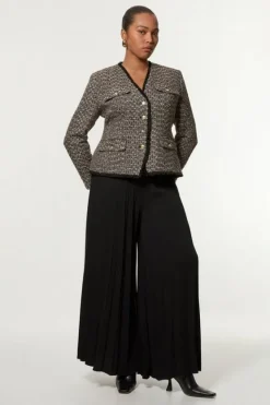Karen Millen Plus Size Wool Mix Boucle Tailored Blazer Jumpsuit multi Fashion