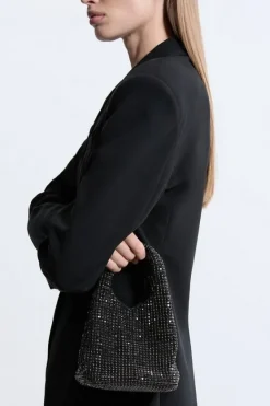 Karen Millen Premium Crystal Embellished Slouchy Bucket Bag Clearance
