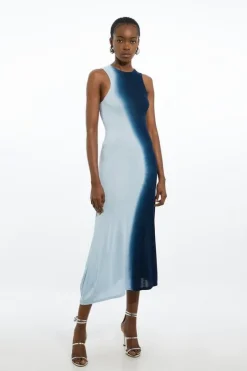 Karen Millen Premium Viscose Knit Ombre Maxi Dress multi Best