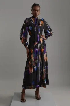 Karen Millen Printed Viscose Border Print Maxi Dress floral Hot