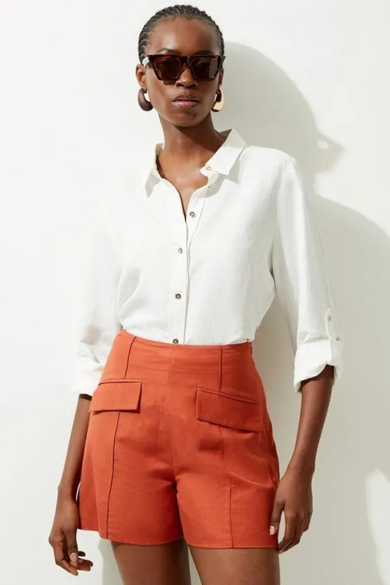 Karen Millen PUFF SLEEVE LINEN CO-ORD neutral Online