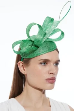 Karen Millen Quill Bow Fascinator green New