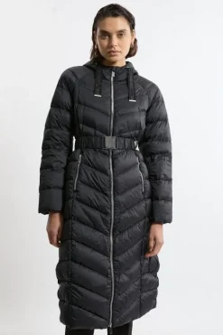 Karen Millen Real Down Packable Knee Length Coat black Hot
