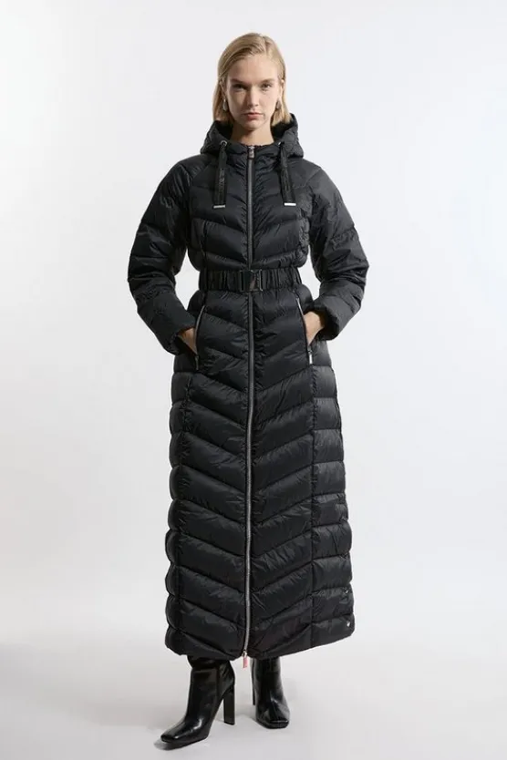 Karen Millen Real Down Packable Maxi Coat black Discount