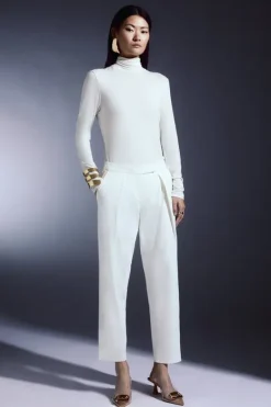 Karen Millen Relaxed Fit Dress Pants ivory Discount