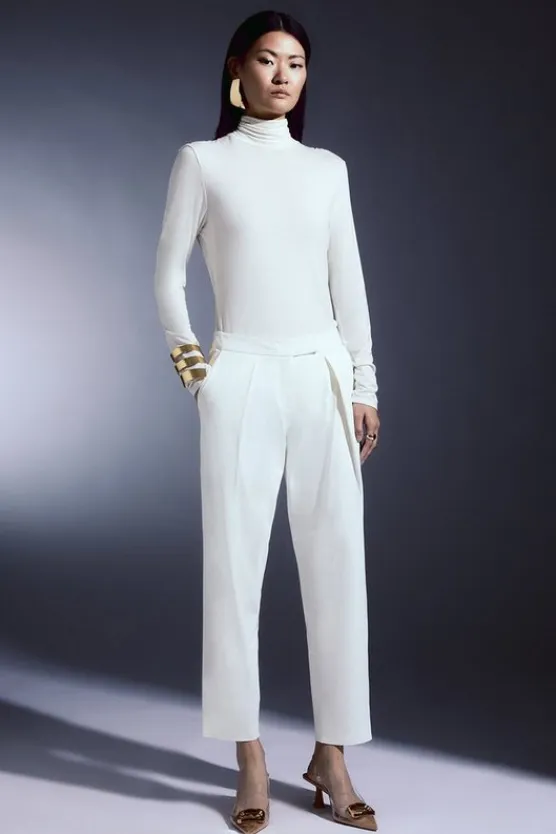 Karen Millen Relaxed Fit Dress Pants ivory Discount