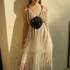 Karen Millen Rosette Spot Print Strappy Woven Maxi Dress Outlet