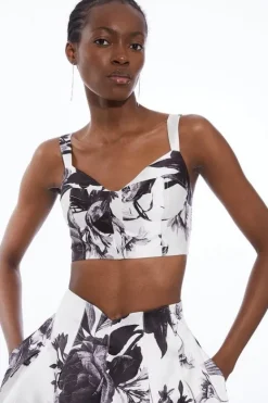 Karen Millen Rose Twill Corset Top floral Best
