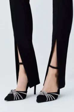 Karen Millen Satin Diamante Knot Stiletto Heel black Hot