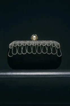 Karen Millen Scallop Detailed Embellished Clutch Bag black Online