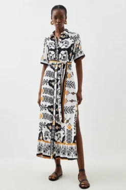 Karen Millen Short Sleeve Viscose Woven Maxi Dress multi Online