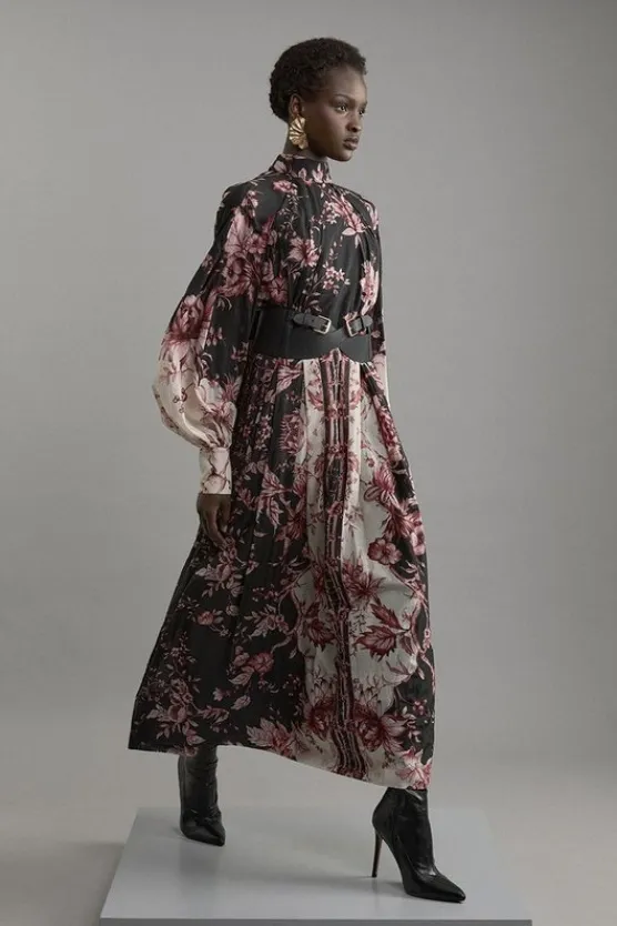 Karen Millen Silk Cotton Border Print Woven Maxi Dress floral Online