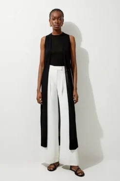 Karen Millen Sleeveless Lightweight Summer Knit Edge To Edge Cardi black Online