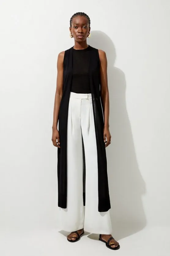 Karen Millen Sleeveless Lightweight Summer Knit Edge To Edge Cardi black Online