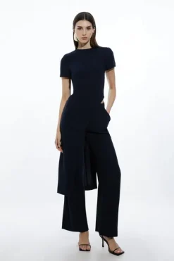 Karen Millen Soft Tailored Asymmetric Relaxed Fit Top navy Hot