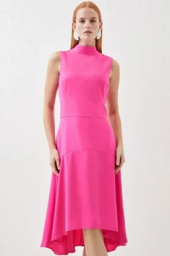 Karen Millen Soft Tailored High Low Midi Dress pink Fashion