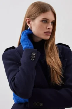 Karen Millen Soft Touch Wool Blend Knit Gloves cobalt Online