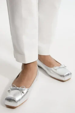 Karen Millen Square Toe Metallic Ballerina silver Online