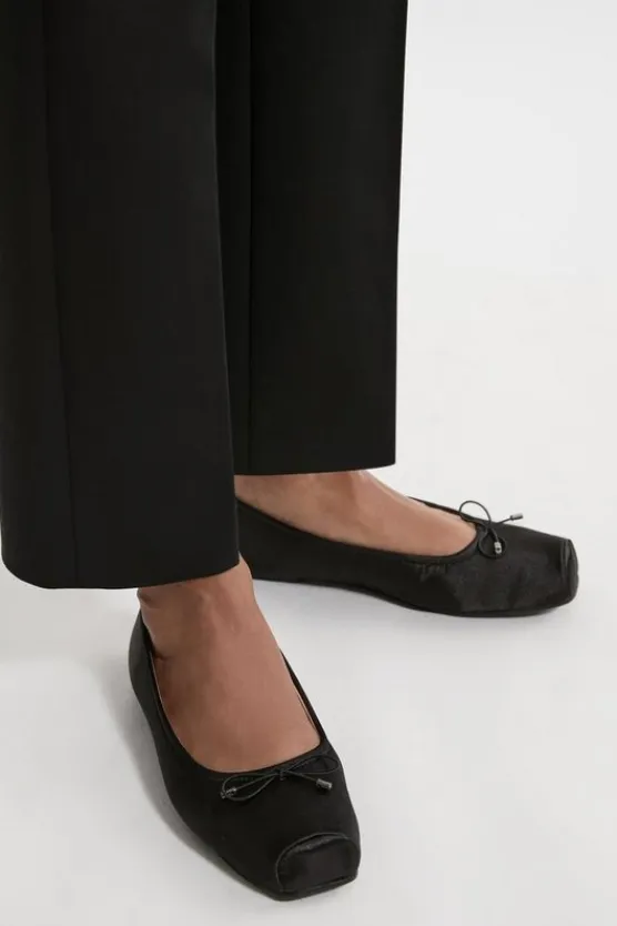 Karen Millen Square Toe Satin Ballerina black Outlet